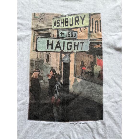 1995 Haight Ashbury Gene Anthony White Photo Art Tee Size XL Counterculture - Picture 4 of 8